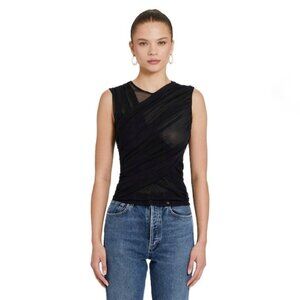 Amanda Uprichard Romina Mesh Top - Black